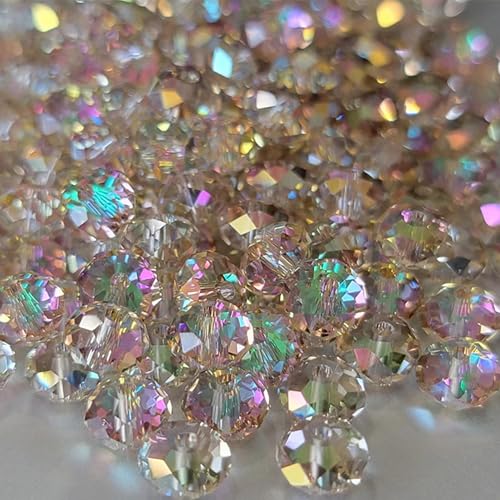 460Pcs 8mm Crystal Glass Beads for Jewelry Making Beads for Bracelets Necklace Pendants Making Supplies(Silver Champagner) - color: Silver champagne, size: 8mm 460pcs