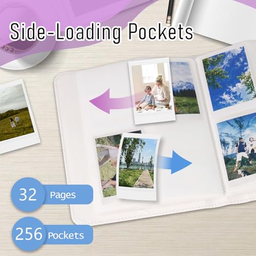 256 Pockets Photo Album for 2x3 Inch Photo, Kpop Photocard, Leather Cover, Photo Album Book Fit for Fujifilm Mini 12/11/9/8/EVO/Link/Liplay Instant Flims (Magic Silver, 256 Pockets) - color: Magic Silver, size: 256 Pockets
