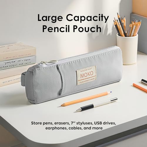 MoKo Elastic Pen Holder for Notebook, Adjustable Zipper Pouch, Grey - color: Grey