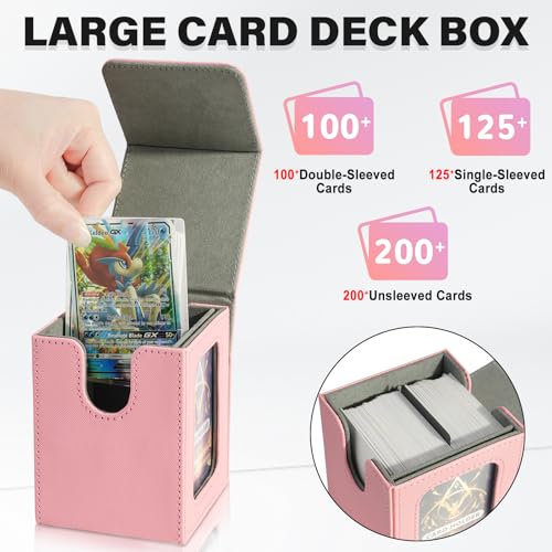 Card Deck Box for MTG Commander, Deck Case Holds 100 Double-Sleeved Cards - color: Pink & Gray, size: 1 Box