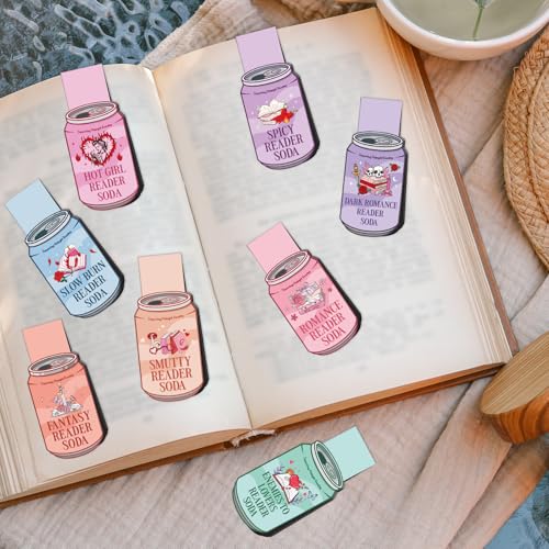 Drink Soda Magnetic Bookmarks Gifts - Wxiben 16 Pcs Funny Book Club Magic Magnet Book Markers Ticket Reading Tracker Bookmarks Magnetic Page Clips for Book Lovers Women Men School Office Supplies - style: Drink Soda