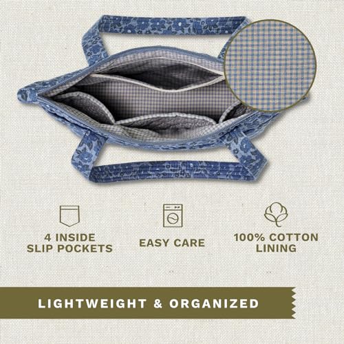 Bella Taylor Stride Tote, Quilted Shoulder Bag for Women - color: Navy Floral