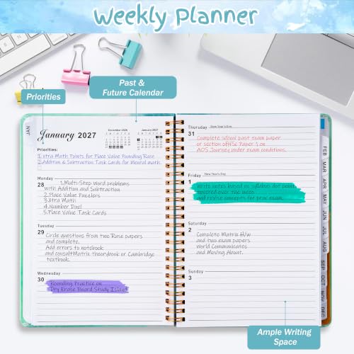 Xqumoi 2027 A5 Planner New Beginning Blue Weekly and Monthly Planner Gift - color: New Beginning 2027, size: A5