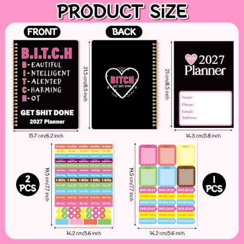 Xqumoi 2027 A5 Planner Black Bitch Sweary Weekly and Monthly Planner Gift - color: Black Bitch 2027, size: A5