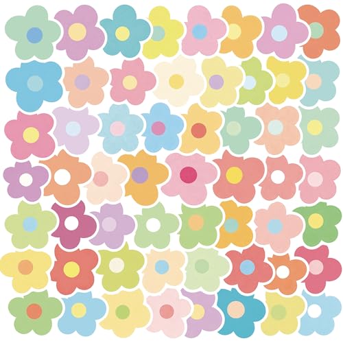 56 Pcs Cute Flower Stickers, Colorful Macaron Floral Vinyl Decals, Waterproof Aesthetic Flower Stickers for Adults Women Girls Water Bottle Laptop Scrapbook Phone Decor Party Supplies Gifts - color: Floral