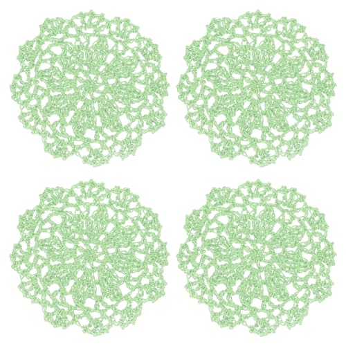 uxcell Fabric Coasters, 8pcs 4" - Cotton Woven Crochet Doilies, Lace Embroidery Cup Mat with Floral Pattern for Wedding Party Decoration (Cream Green) - color: Cream Green