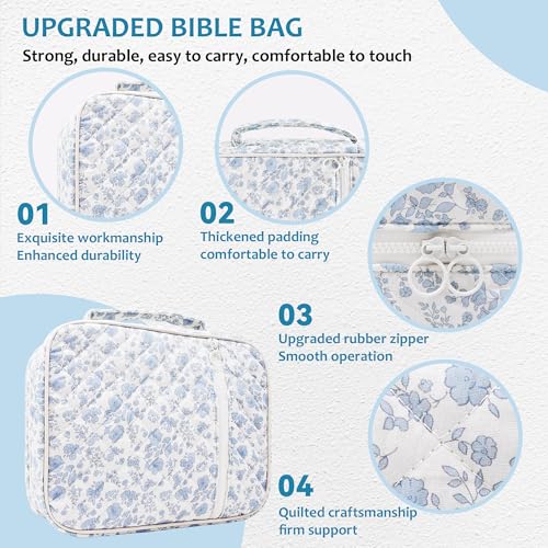 Bible Cover Case For Women,Large Bible Bag with Study Supplies,Quilted Bible Carrying Case for Girls,Portable Bible Case with Highlighter, Pens,Tabs,Bible Study Gifts for Women - size: Style B
