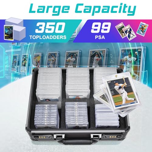 Graded Card Storage Box, Trading Cards Case Storage, Toploader Card Storage Cases for Sports Cards Storage, Baseball Cards Case for 99+ Slabs or 350+ Toploaders, Metal Grey - color: Metal Grey