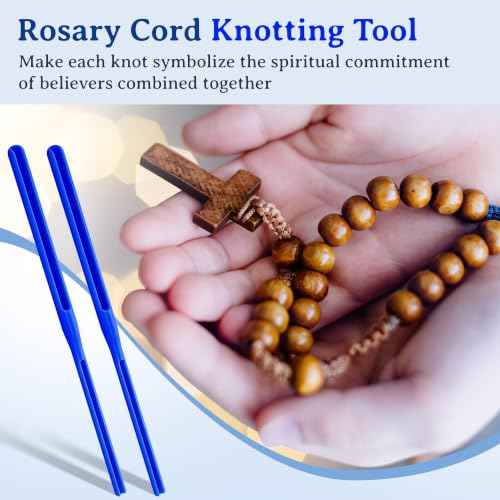 Dunkive 2 Pack Rosary Cord Knotting Tool, Dual Head,Blue - color: Blue
