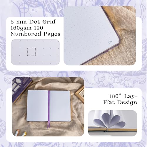 TIEFOSSI A5 Dotted Journal for Women & Men, 160 GSM Thick Paper - color: Purple, size: Dotted