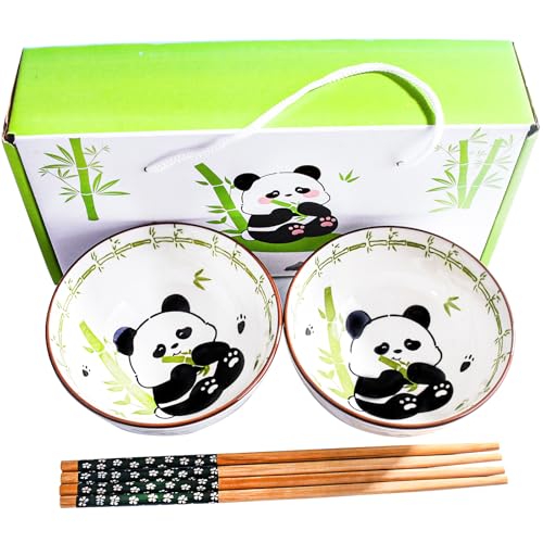Ceramic Rice Bowl with Chopstick Set of 2, 4.45‘’ Porcelain Small Bowls - style: XM2
