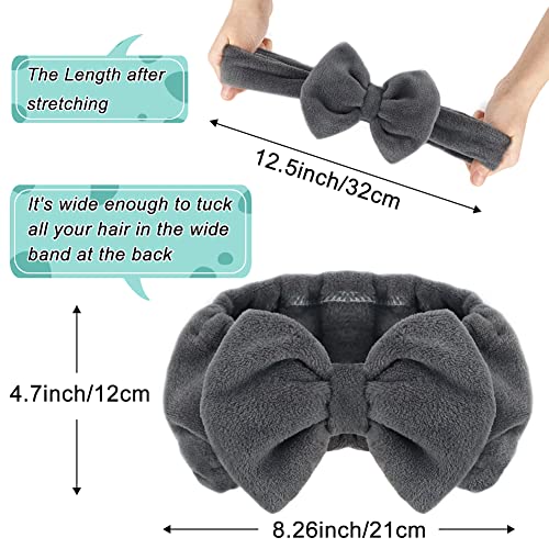 Shintop Soft Women Makeup Headband with Bow for Washing Face - color: Grey