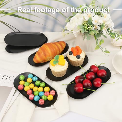 8 Pack 7 Inch Oval Stainless Steel Decorative Tray, Stainless Steel Tea Fruit Tray, 7 inch Black Oval Trays for Bathroom Vanity, Jewelry, Perfume & Key Organizer (Black) - size: 8 Pack 7 Inch