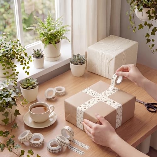 Gueevin 24 Rolls Floral Washi Tapes Set Scrapbook Supplies, Neutral - style: Neutral