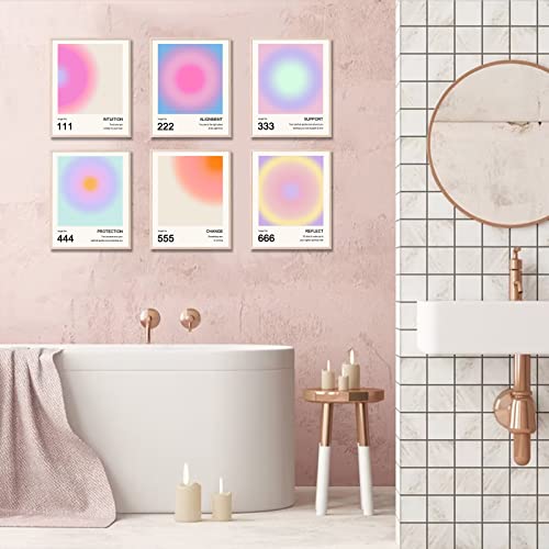 Aura Angel Numbers Poster, Colorful Gradient Posters for Room Aesthetic, Minimalist Inspirational Quotes Canvas Wall Art Paintings, Abstract Y2k Style Bedroom Wall Art for Girl's Room, Dorm - color: An