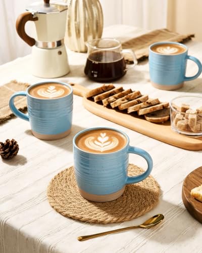 famiware Coffee Mugs Set of 8, 13 oz Mug Set, Ceramic Cup Set with Handle - color: Constellation- Ice Blue, size: 8 Count (Pack of 1)