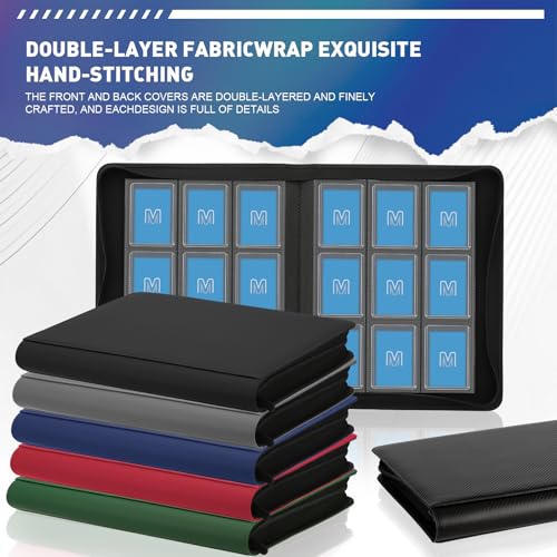 Toploader Binder, 9-Pocket 288 Cards Holder for 3"x4" Rigid Card Sleeves - color: 9Navy Blue