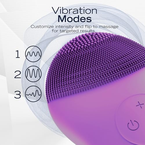 Nautica PC120 Facial Cleansing Brush Made with Ultra-Hygienic Soft Silicone, Waterproof, Rechargeable Vibrating Face Exfoliator Scrub Brush with Sonic Technology for Men & Women - Hy Purple - size: Hy Purple