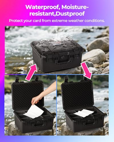 Card Cases for Sport Trading Graded Card Holder IP67 Waterproof Storage Box - color: 9 Adj-Zones/ Fits H≤5.6" Card&Sleeve
