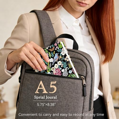 Lined Spiral Journal Notebook for Work A5, 160 Pages, Flower Garden - color: Flower 1