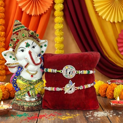TIED RIBBONS Rakhi for Brother with Gift Set | Bhai Rakhi Set for Brother | Idol Figurine | Roli Tikka - Raksha bandhan Bracelet Rakhi Set of 2