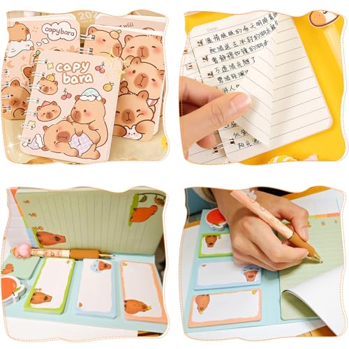 659Pcs Cute Capybara Stationery Set, Kawaii Animals Supplies for Boys Girls Includes Fun Pencil Case Pen, Cartoon Sticky Notes Notebooks Stickers Card Case As Capybara Gifts - style: Capybara