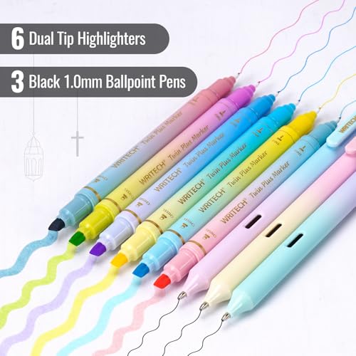 WRITECH Bible Mate Journaling Set: Highlighters & 1.0mm Ballpoint Pens 9ct - color: Multicolor-1.0mm