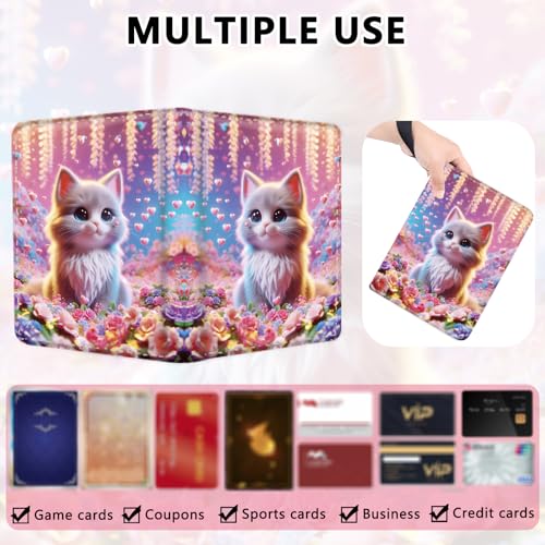 4 Pocket Trading Card Binder, Holds 400 Cards, 3-Ring Binder - color: Cute fantasy cat