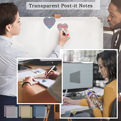 YOUDEFUL 800Pcs Transparent Sticky Note,2.76x2.76 Clear Heart Sticky Note - size: Heart Morandi