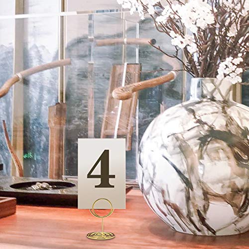 Jofefe 20pcs Mini Place Card Holders, Cute Table Number Holders, Small Size Table Card Holder Tables Number Stands, Wire Photo Picture Menu Clips for Wedding centerpieces, Anniversary Party (Gold) - color: Gold