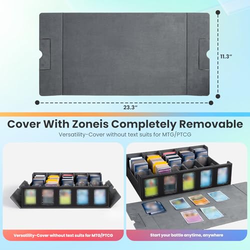 Trading Card Storage Box with Commander Display, 5-Row Deck Case with Removable Lid & Handle, 4000+ Card Organizer with 48 Colorful Dividers & 5 Stoppers for MTG, Black & Grey - color: Black & Grey, size: 4000+, with Handle