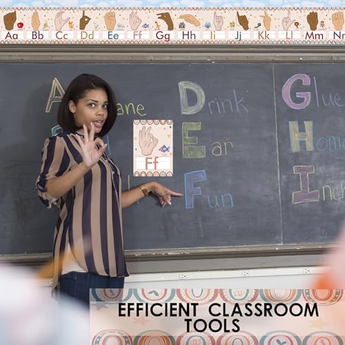 YIYDONG 36 Pieces ASL Alphabet Line Bulletin Board Set ABC Number Sign Language Flash Cards Wall Decorations for Pre-School Kindergarten Elementary Classroom Nursery Homeschool (Boho Rainbow) - color: Boho Rainbow