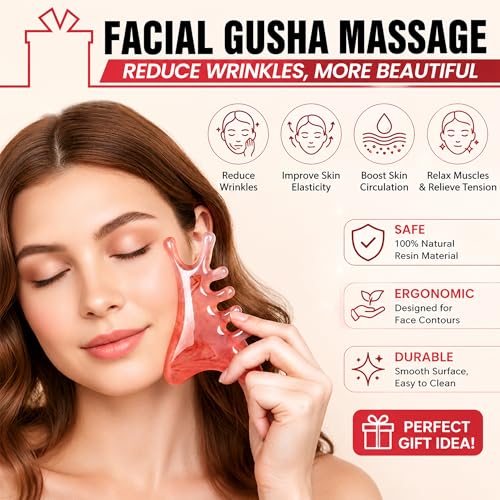 Premium 6 in 1 Head Scalping Massage Tool Comb for Hair|Head|Face|Eye|Neck|Resin Whole Body GuaSha Tool|Vintage Gift Package Relieve Stress Stay Young Home Massage Time-Penny Saver (Resin Pink) - color: Resin Pink