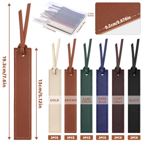 12 Pcs Leather Bookmark with Leather Rope Tassel Bookmarks for Men - size: 12 Pcs