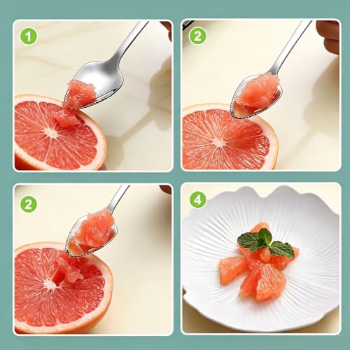 Berglander Grapefruit Spoons and Grapefruit Knife 5 Pieces, Stainless Steel Grapefruit Spoon Utensil Set, Serrated Edge Thick Handle Tool for Grapefruit, Kiwi, Apple, Citrus Fruit & Dessert