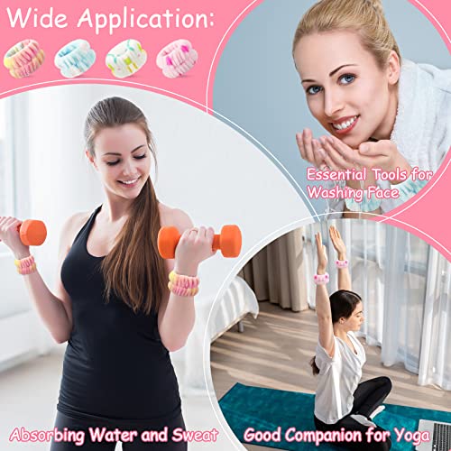 Chuangdi 4 Pairs Wrist Bands for Washing Face Microfiber,Brisk Colors - color: Brisk Colors