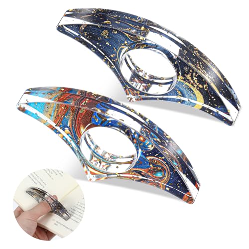 2Pcs Book Page Holder Book Thumb Page Holder Thumb Ring Books Marks for Reading Accessories Transparent Bookmarks for Women Best Friend Christmas Gifts for Books Lovers Teacher Readers(Blue) - color: Blue