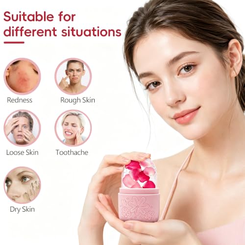 Skincare Tools Set with Face Cleansing Brush, Ice Face Roller & Gua Sha Set