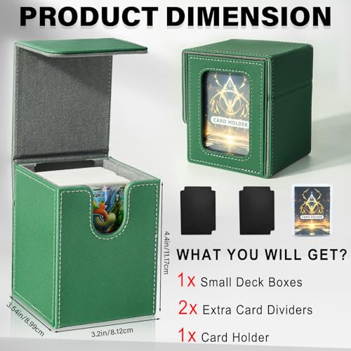 Card Deck Box for MTG Commander, Deck Case Holds 100 Double-Sleeved Cards - color: Green & Gray, size: 1 Box