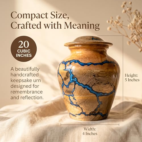 Mini Cremation Handmade Urn | 20 Cu Inches | SharingSmall Portion of Ashes | Small Wooden Keepsake Urn for Human Ashes | Decorative Memorial Ashes Keepsake - size: Small