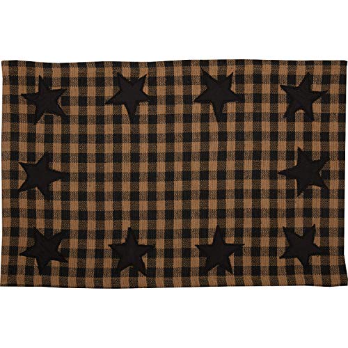 VHC Brands, Black Star, Cotton, 12x18, Placemat Set of 6, Black, 12 Pack - color: Raven, size: 12 pack