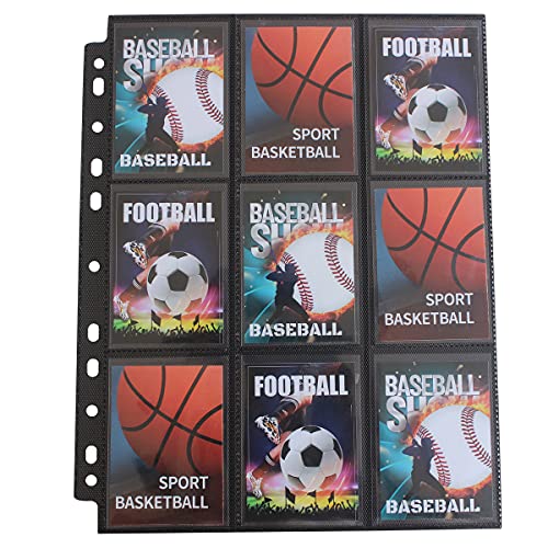 9-Pocket Black Card Sleeves Binder Sheets Double Sided Card Pages Protector - size: 50 background pages