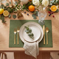 Artoid Mode Olive Green Faux Leather Placemats Set of 4 - color: Olive Green, size: 12" x 18", Rectangular Set of 4