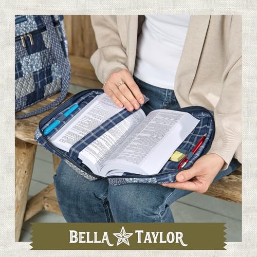Bella Taylor Small Bible Cover, Quilted Bible Case, Heritage Blue Patch - color: Heritage Blue Patch, size: Small