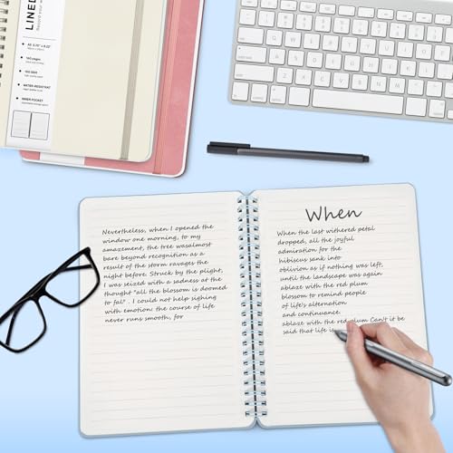 Lined Spiral Notebook for Women, A5 College Ruled Leather Spiral Journals - color: Light Baby Blue, size: A5