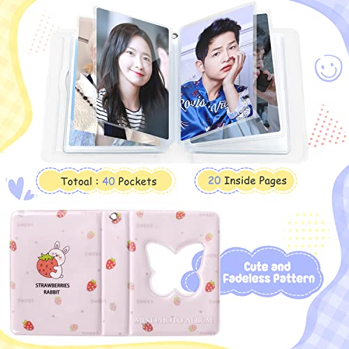 3 Inch Kpop Photocard Binder, Pink Butterfly, Polyvinyl Chloride, 20 Pockets, 4.33 x 3.15 x 1.18 Inches - color: Pink Butterfly