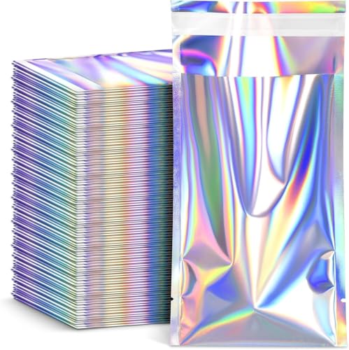 FUNFERY 7x10 in Holographic Mylar Poly Mailers Self Sealing Adhesive Bag - color: Holographic Self Adhesive-100P, size: 7x10 inch