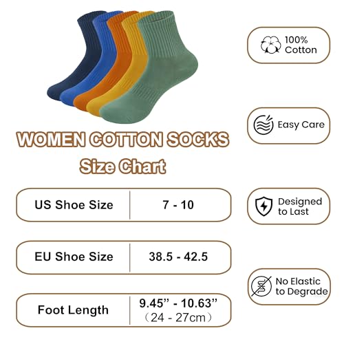 Women's Cotton Quarter Crew Socks - color: 24 Multicolor - 5 Pairs