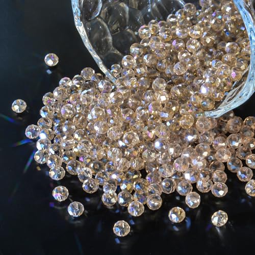 500Pcs 6mm Crystal Glass Beads for Jewelry Making Beads for Bracelets Necklace Pendants Making Supplies(Silver Champagne) - color: Silver champagne, size: 6mm 500pcs