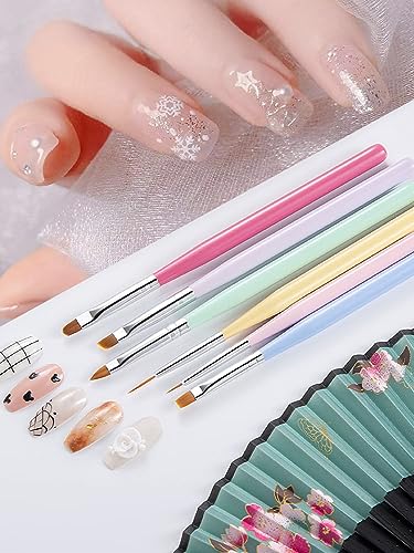 Nail Art Brushes 6Pcs - Painting, Liner, Dotting Pens for Salon - color: a-6pcs